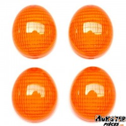 CABOCHON CLIGNOTANT SCOOT ADAPTABLE PEUGEOT 50 LUDIX, TKR FURIOUS, XP6 AV+AR ORANGE (x4)  -SELECTION P2R-