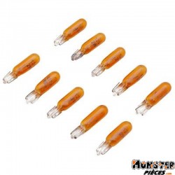 AMPOULE-LAMPE 12V  2W NORME W2W CULOT W2x4,6D WEDGE STANDARD ORANGE (COMPTEUR ET CLIGNOTANT) (BOITE DE 10) (LAMPE POUR SCOOTER P