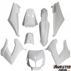 CARROSSERIE-CARENAGE 50 A BOITE ADAPTABLE DERBI 50 SENDA 1994>2010 BLANC BRILLANT (KIT 8 PIECES)