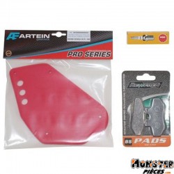 KIT ENTRETIEN 50 A BOITE ADAPTABLE DERBI 50 SENDA DRD 2003>  -P2R-  (BOUGIE NGK BR8ES + MOUSSE DE FILTRE ARTEIN + PLAQUETTE NEWF