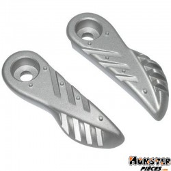 REPOSE PIED SCOOT ADAPTABLE MBK 50 BOOSTER 2004>-YAMAHA 50 BWS 2004> ALU ARGENT (PAIRE)