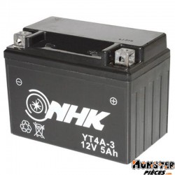 BATTERIE 12V  5 Ah YT4A-3 NHK SANS ENTRETIEN GEL PRET A L'EMPLOI (Lg114xL71xH86)