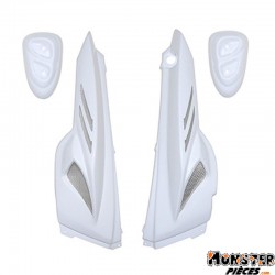 COQUE AR SCOOT BCD POUR MBK 50 STUNT-YAMAHA 50 SLIDER BLANC AVEC PADS (XTREME AVEC GRILLES MONTEES SOUDEES, 4 PIECES)