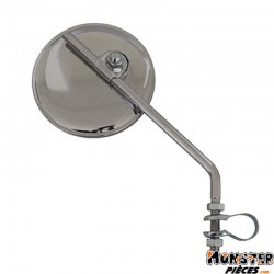 RETROVISEUR CYCLO VINTAGE ROND ACIER CHROME REVERSIBLE + REGLABLE EN HAUTEUR (DIAM 100mm) (VENDU A L'UNITE)