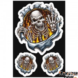 AUTOCOLLANT-DECAL LETHAL THREAT FINGER SKULL (7,5x14cm) (LT55072)