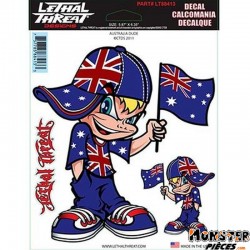 AUTOCOLLANT-DECAL LETHAL THREAT AUSTRALIA DUDE (15x20cm) (LT88413)