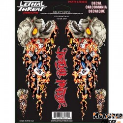 AUTOCOLLANT-DECAL LETHAL THREAT EXPLODING SKULL (15x20cm) (LT88042)
